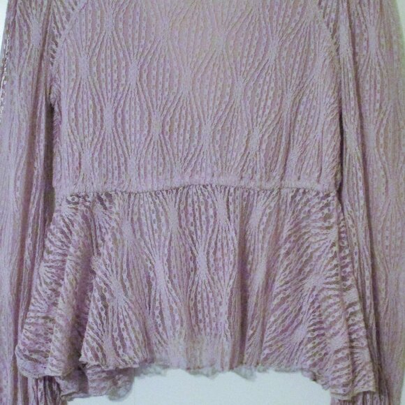 NWOT $128 Free People Luisa Lavender Lace Long Sleeve Babydoll Scalloped Top XS - Picture 6 of 6